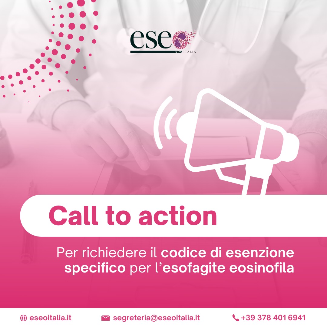 Call to action per richiedere il codice di esenzione specifico per l'esofagite eosinofila